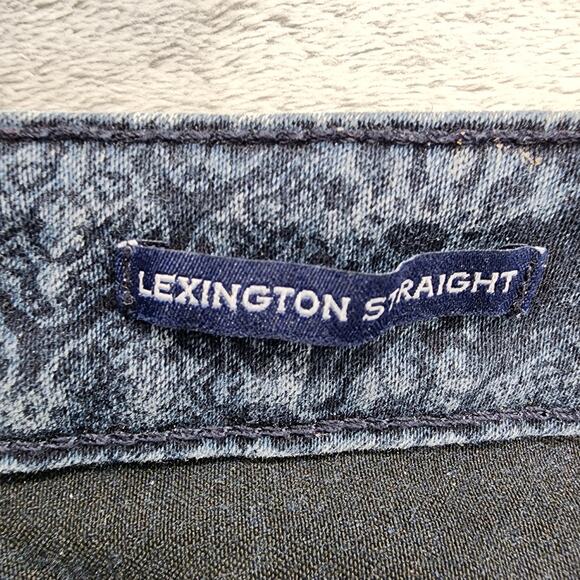 Charter Club Jeans Womens 10 Blue Geometric Lexington Straight Leg Stretch Denim - Picture 6 of 14